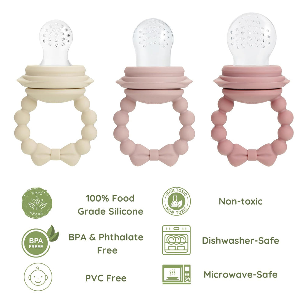 PandaEar silicone pouch sizes demonstrating age-appropriate feeding progress.