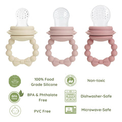 PandaEar silicone pouch sizes demonstrating age-appropriate feeding progress.