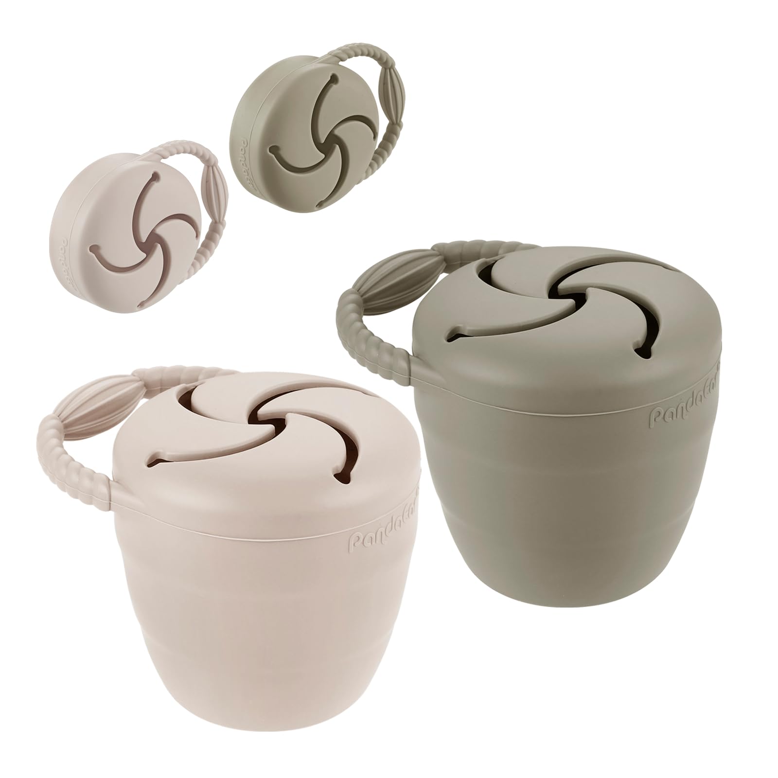 PandaEar silicone snack containers folded for compact storage, great for on-the-go use.