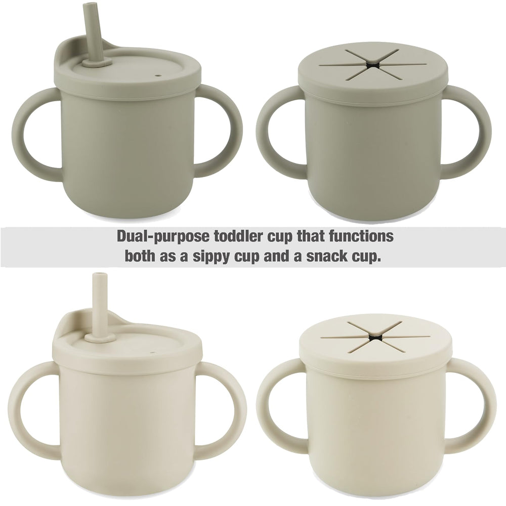 PandaEar silicone snack cup with spoons supports calm, independent meals.