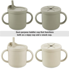 PandaEar silicone snack cup with spoons supports calm, independent meals.