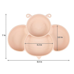 PandaEar silicone utensils with pink bee plates support tidy, independent eating.