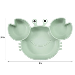 PandaEar silicone spoons and forks set complements green crab plates for easy self-feeding.