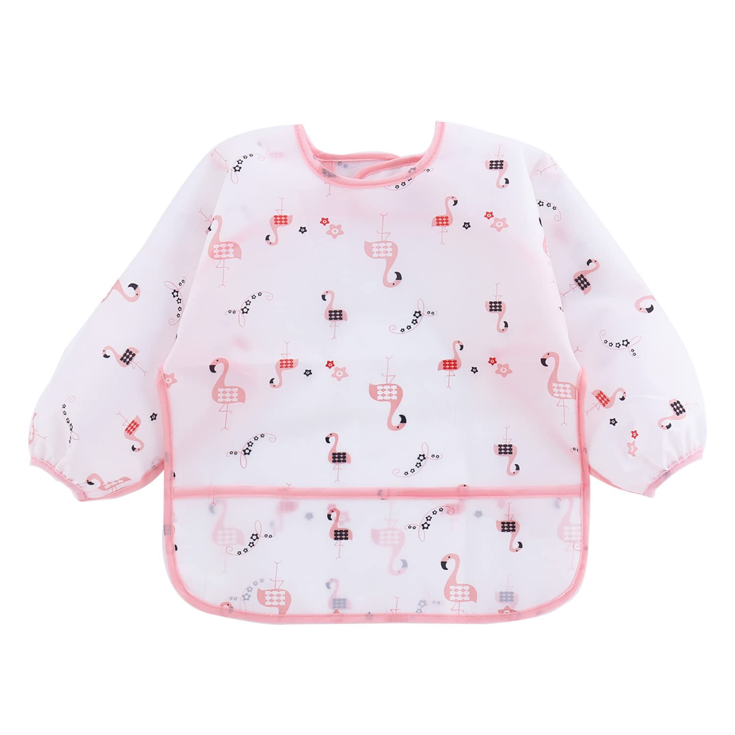 PandaEar smock pocket design catches crumbs, helping quick cleanup after feeding.