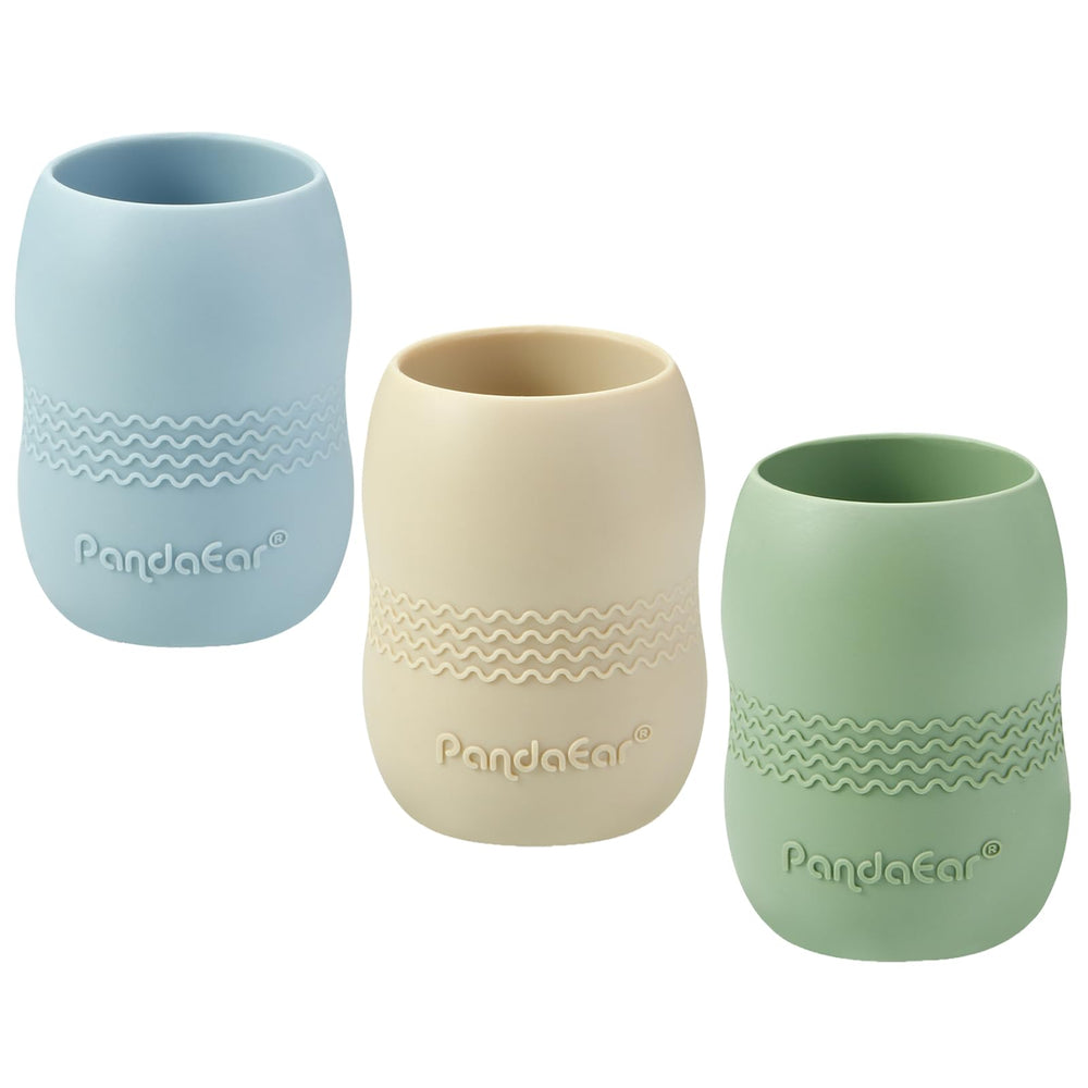 PandaEar soft silicone cups gentle on growing teeth.