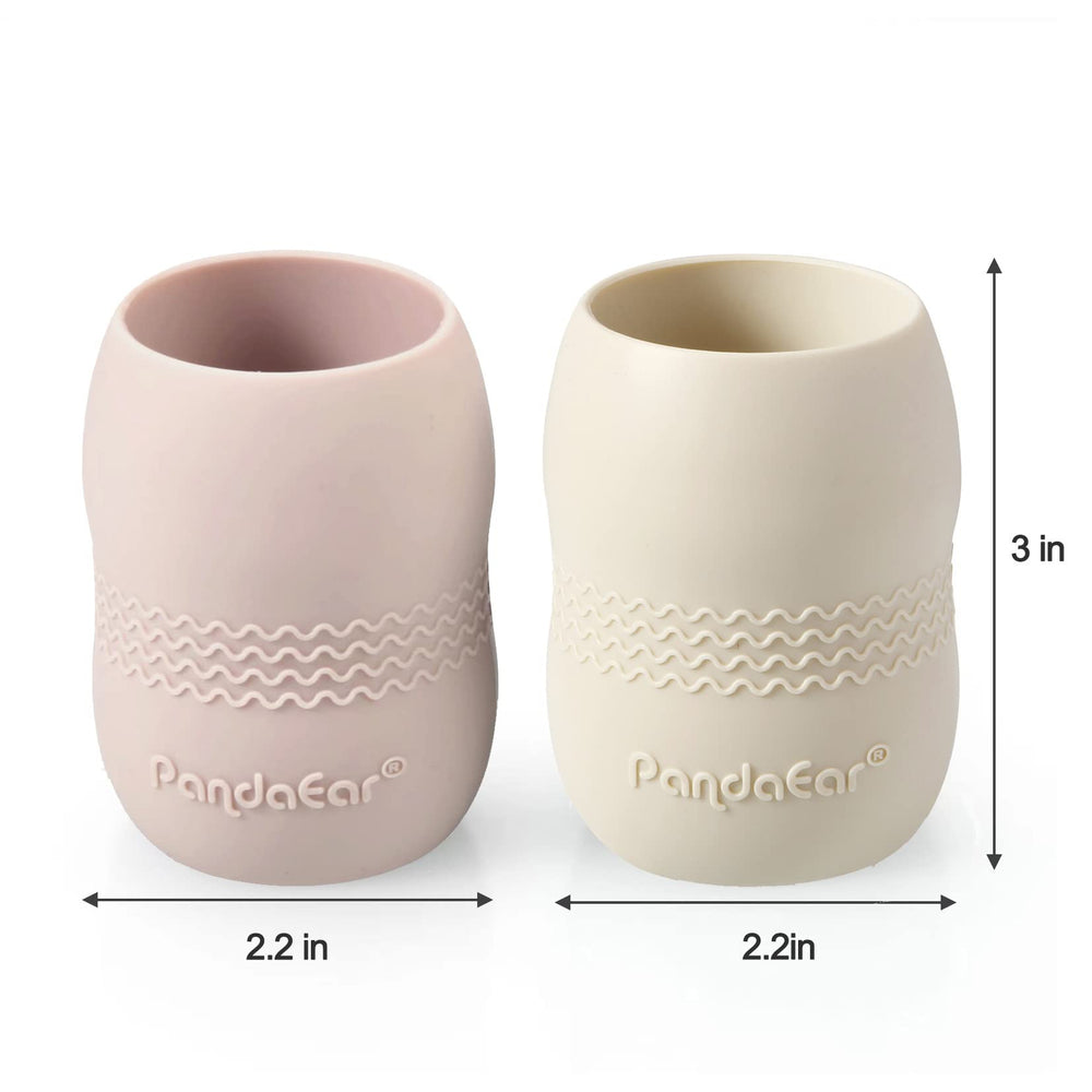 PandaEar soft-silicone training cup keeps tiny hands comfortable during transitions.