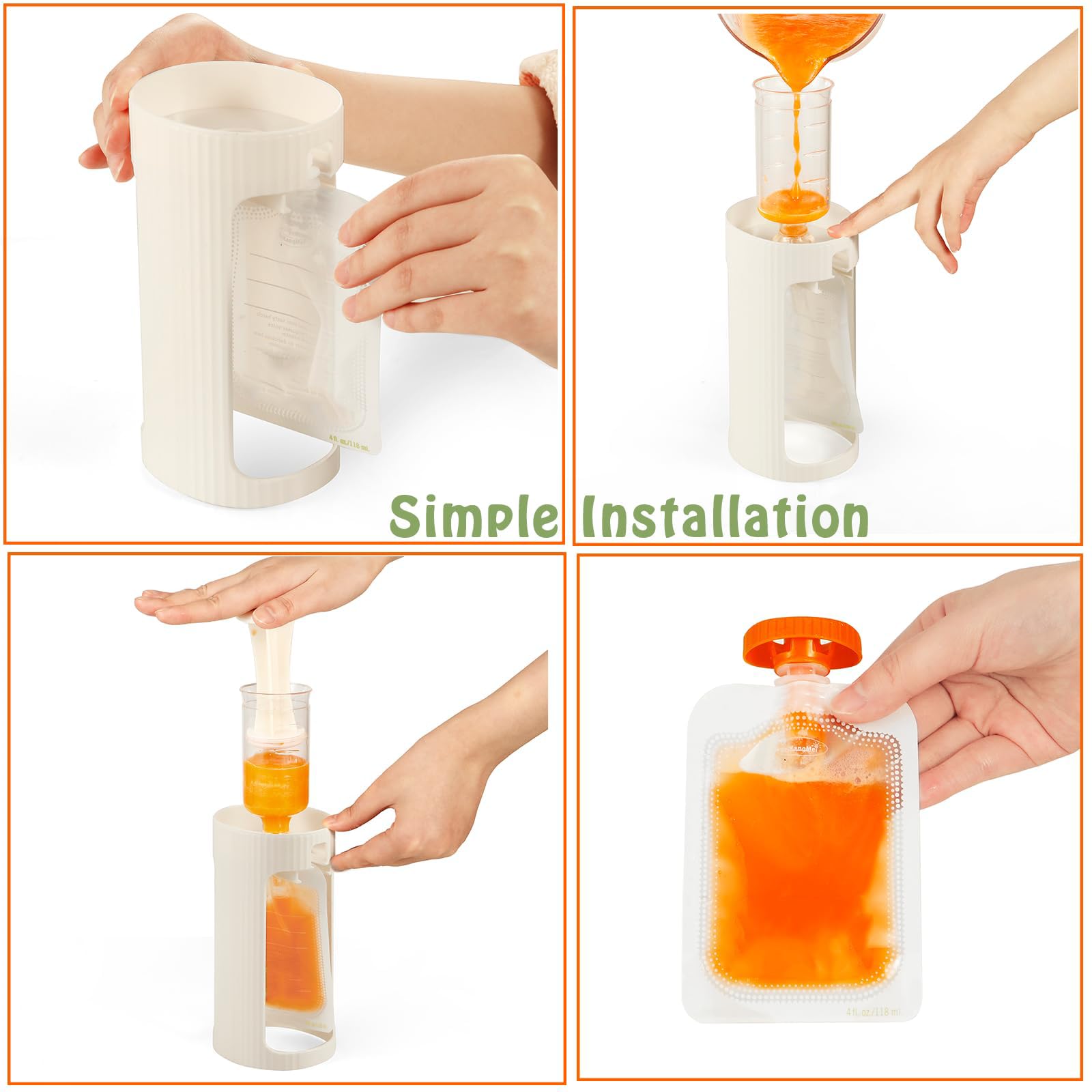 PandaEar squeeze spoon attachment supports fast, clean feeding on the go.