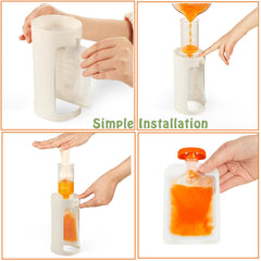 PandaEar squeeze spoon attachment supports fast, clean feeding on the go.