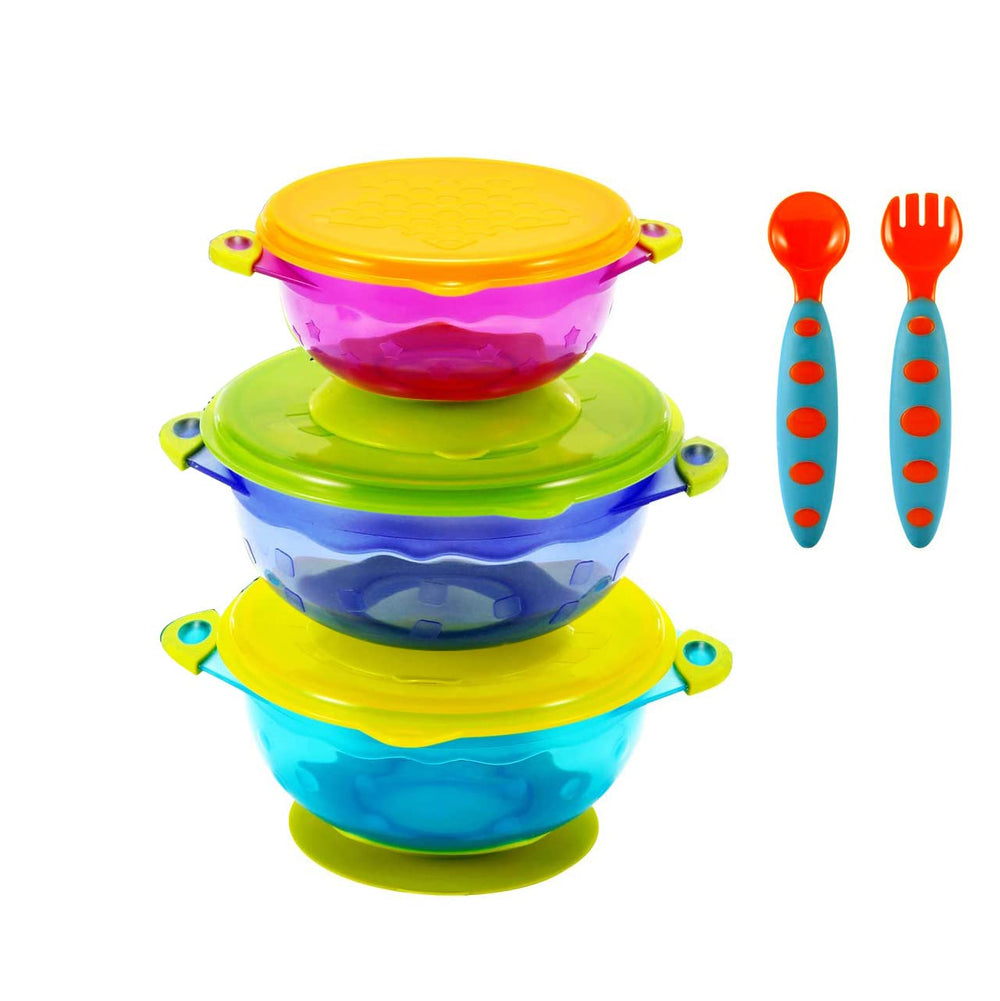 PandaEar Stay Put bowls with suction base stabilize meals on high chairs for less mess