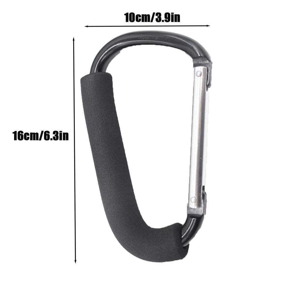 PandaEar stroller hooks foam-padded grip preventing stroller scratches.