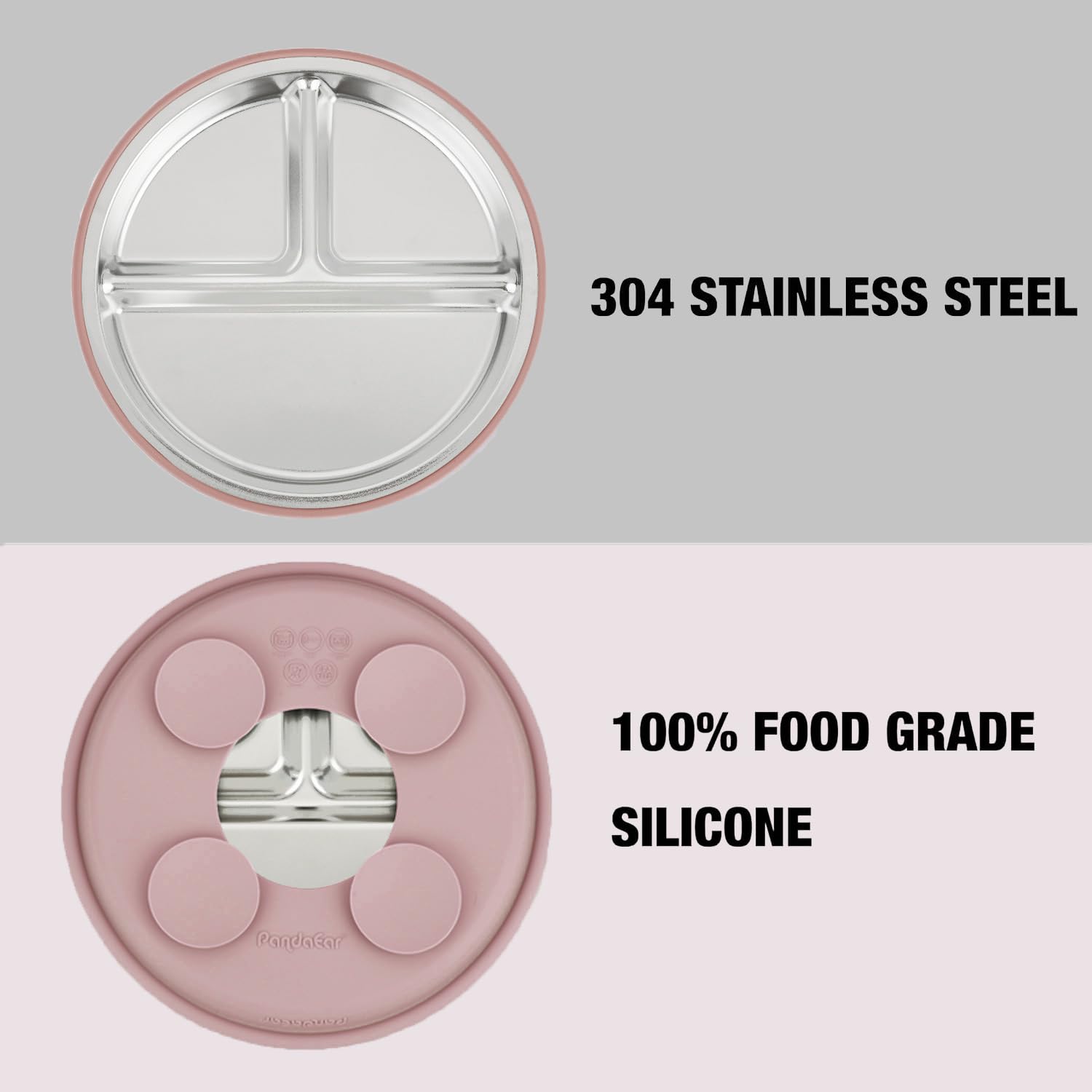 PandaEar suction base with four cups sticks to highchairs to prevent spills during meals.