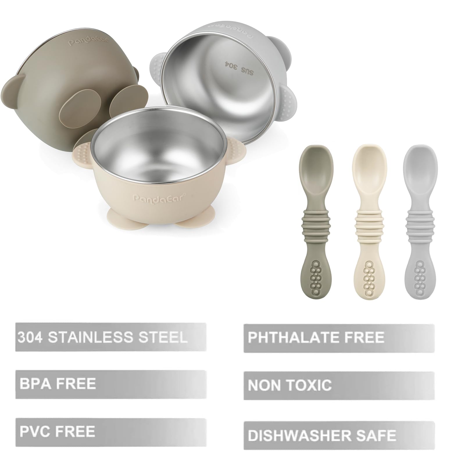 PandaEar suction-base keeps bowls in place during active self-feeding.