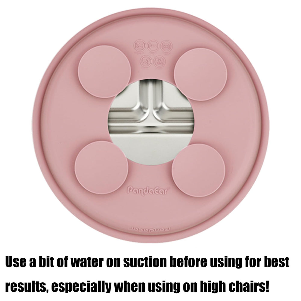 PandaEar suction cups on highchair help prevent spills during meals.