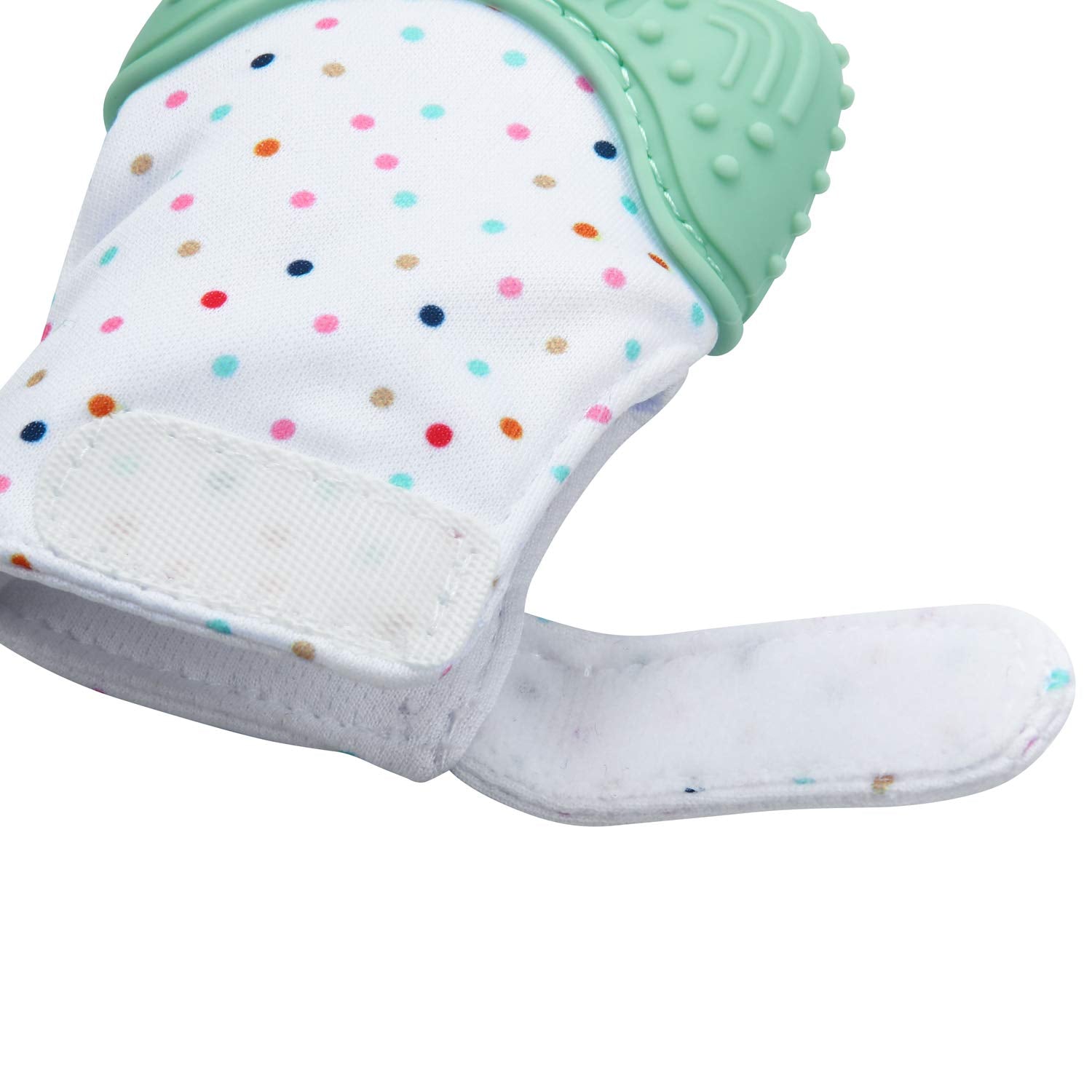 PandaEar teething mitten protects delicate skin by preventing scratches
