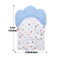 PandaEar teething mitten closeup shows silicone texture for gum massage