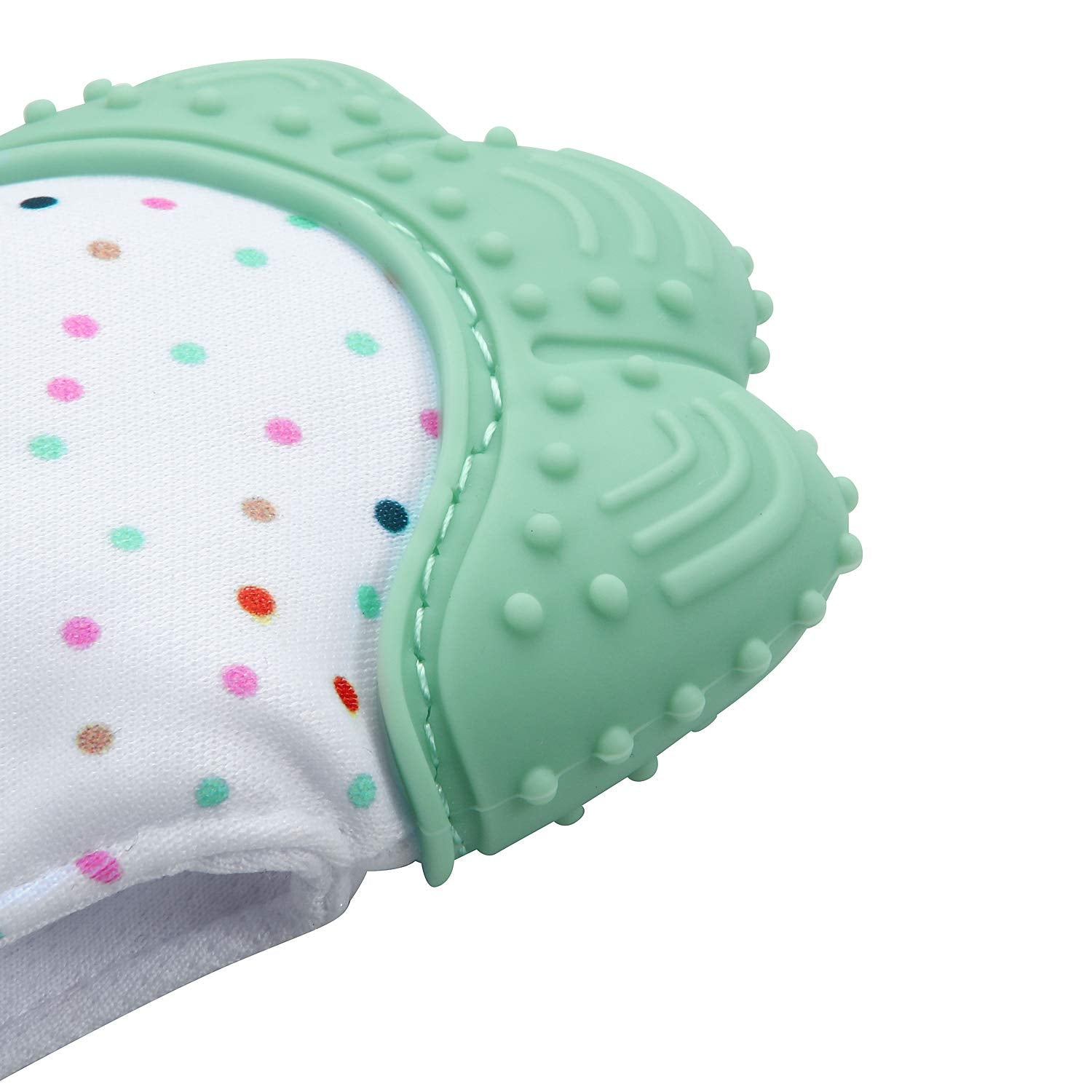 PandaEar teething mitten secure velcro closure keeps mitten in place on tiny hands