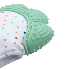 PandaEar teething mitten secure velcro closure keeps mitten in place on tiny hands