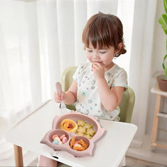 PandaEar suction plate owl side view shows durable silicone surface for easy feeding.
