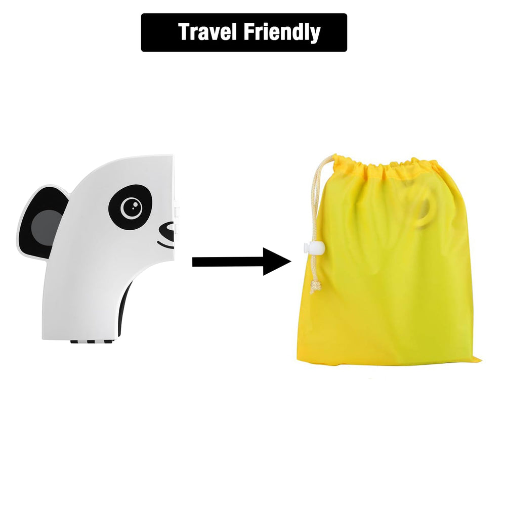 PandaEar travel-friendly folding seat ready for airplane or car trips