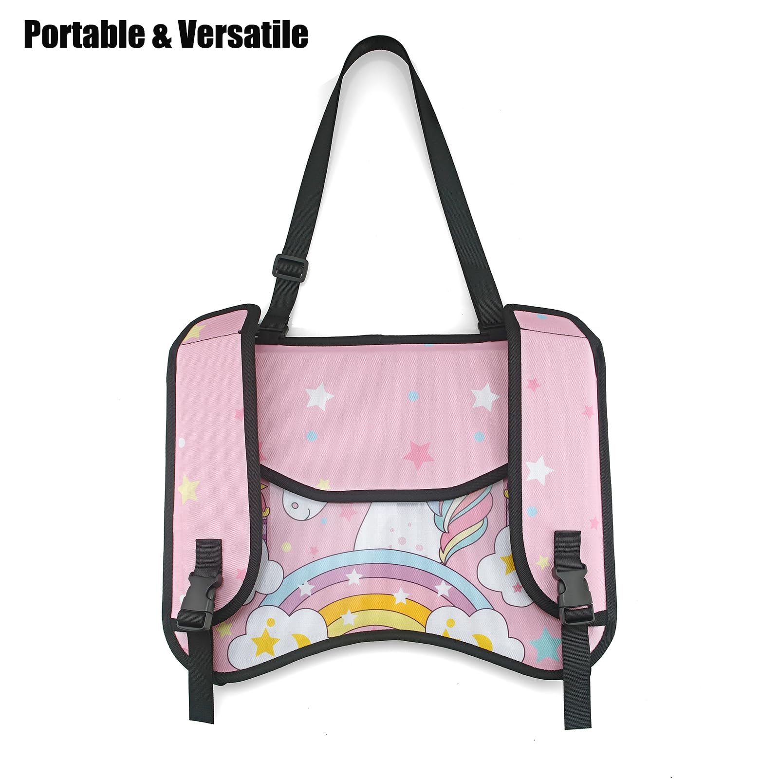 PandaEar Unicorn Travel Tray folds flat for easy storage.