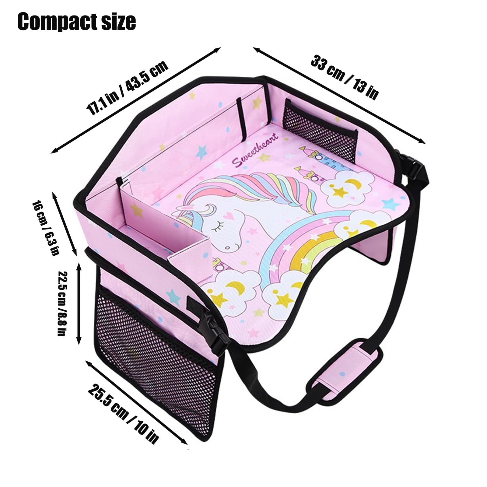 PandaEar travel tray with snack storage keeps mess contained during meals.