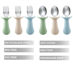 PandaEar utensil set forks green – small curved handles support little hands during meals.