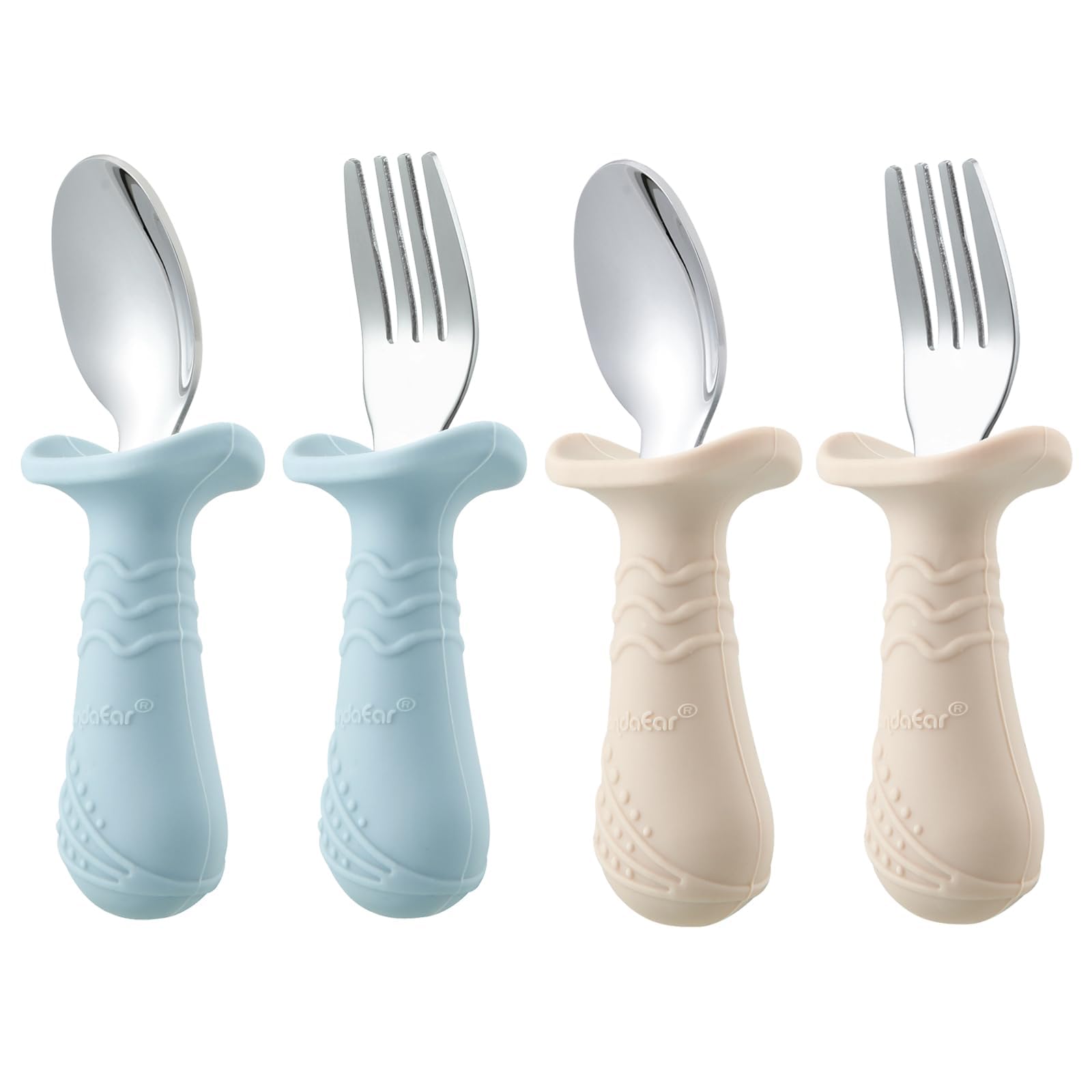 PandaEar handheld design – lightweight utensils for toddlers learning to eat independently.