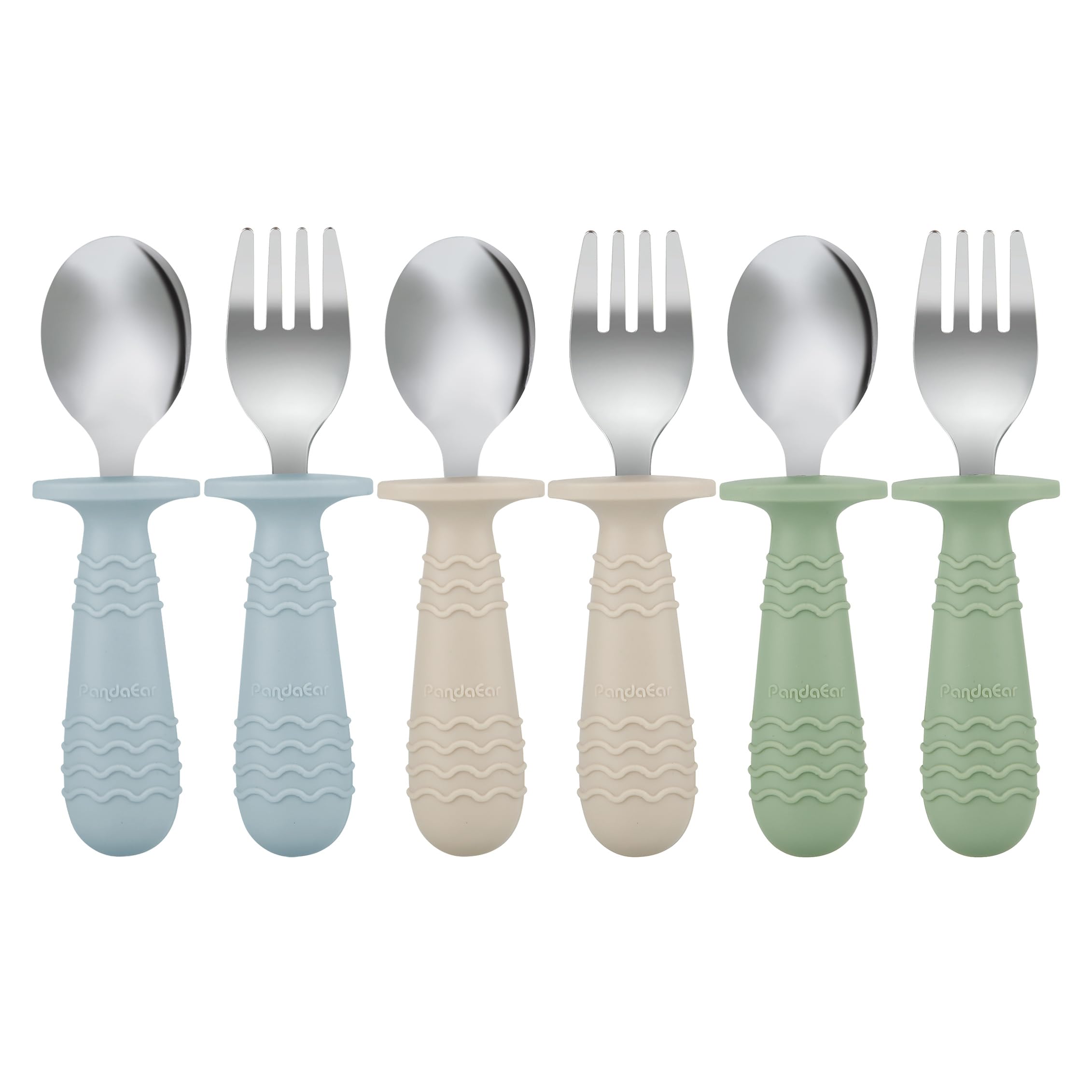 PandaEar utensils spoons-rounded-edges-blue, safe feeding for babies.