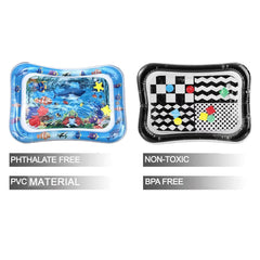 PandaEar water play mat blue pattern inside invites sensory tummy time fun.