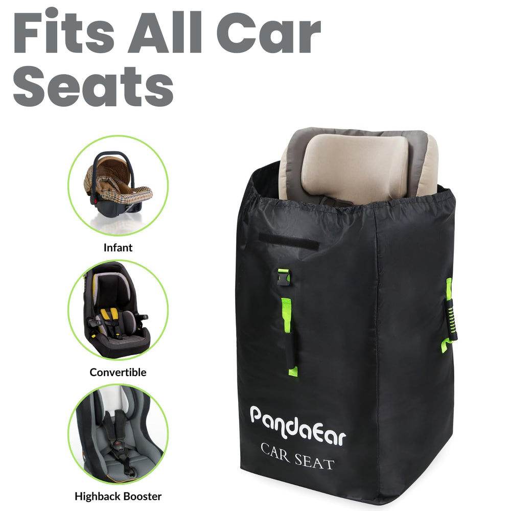 PandaEar water-resistant material close-up shows durable seat protection.