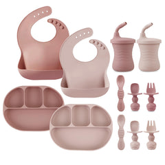 PandaEar 12pc silicone feeding set hero image supports independent self-feeding.