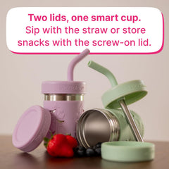 Pandaloo two-lid system switches from drinks to snacks easily