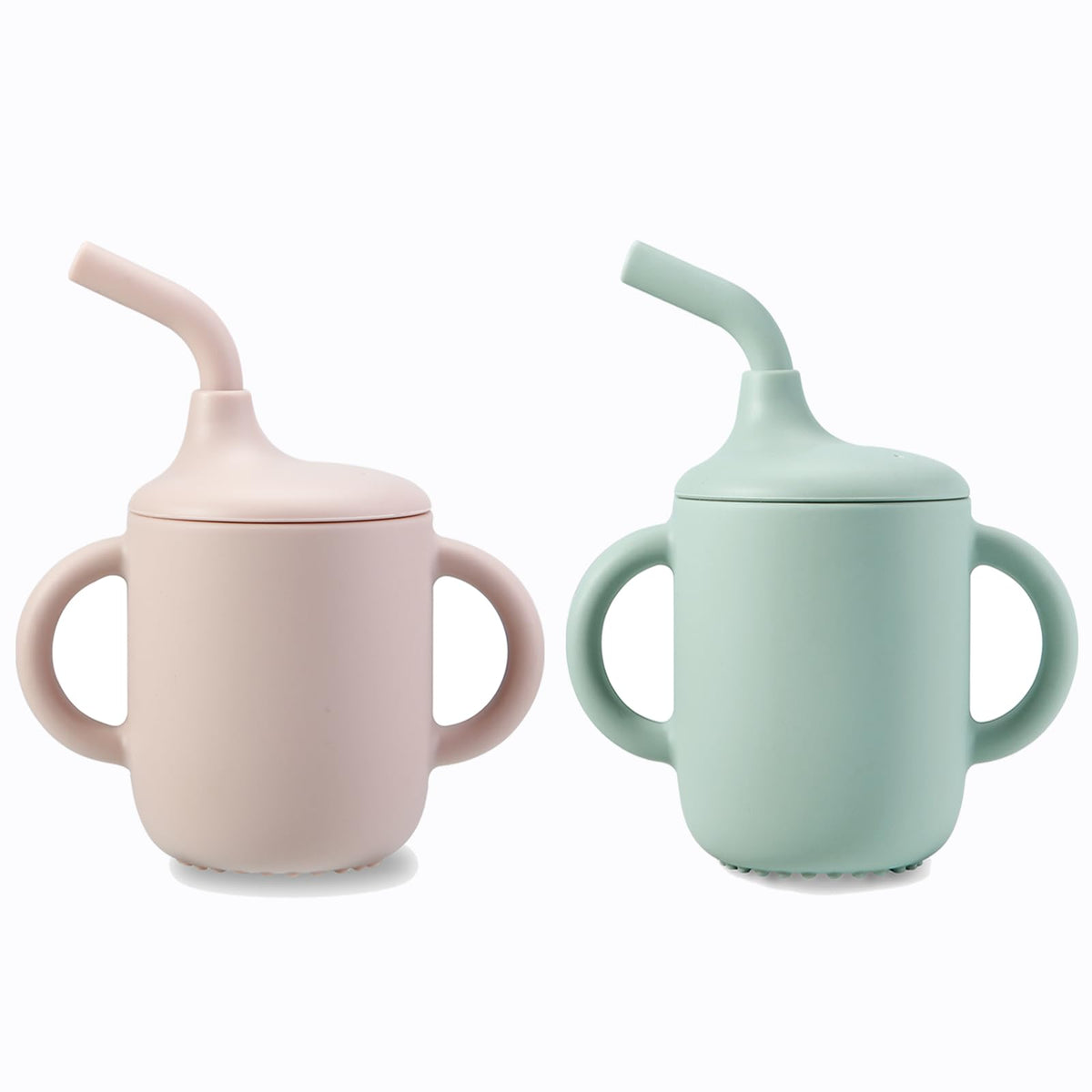 PandaEar 2-pack pink-green cups with handles for tiny hands