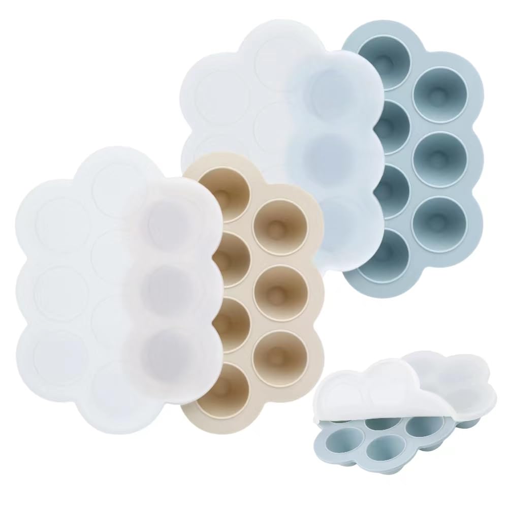 PandaEar 2-pack silicone freezer tray with lids open view, ideal for quick batch prep.