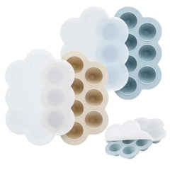 PandaEar 2-pack silicone freezer tray with lids open view, ideal for quick batch prep.