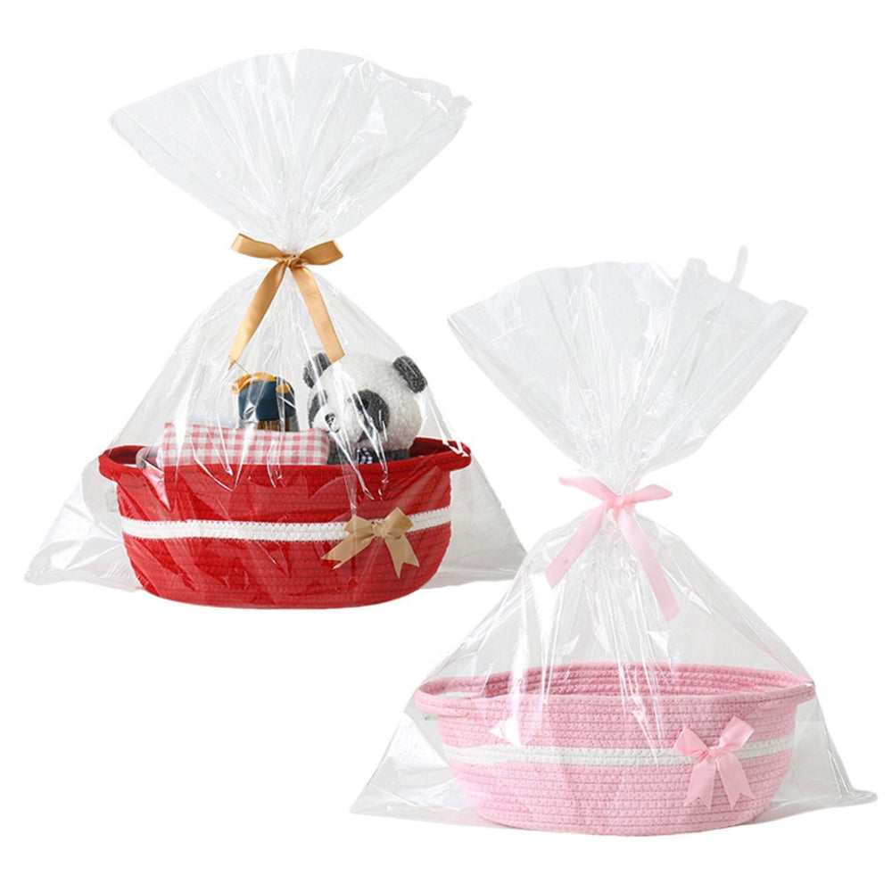 PandaEar 2-pack woven baskets in red and pink offer gift-ready presentation.