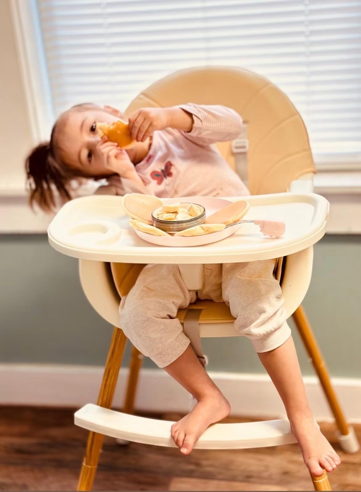 PandaEar 3-in-1 high chair adjustable legs adapt to table height