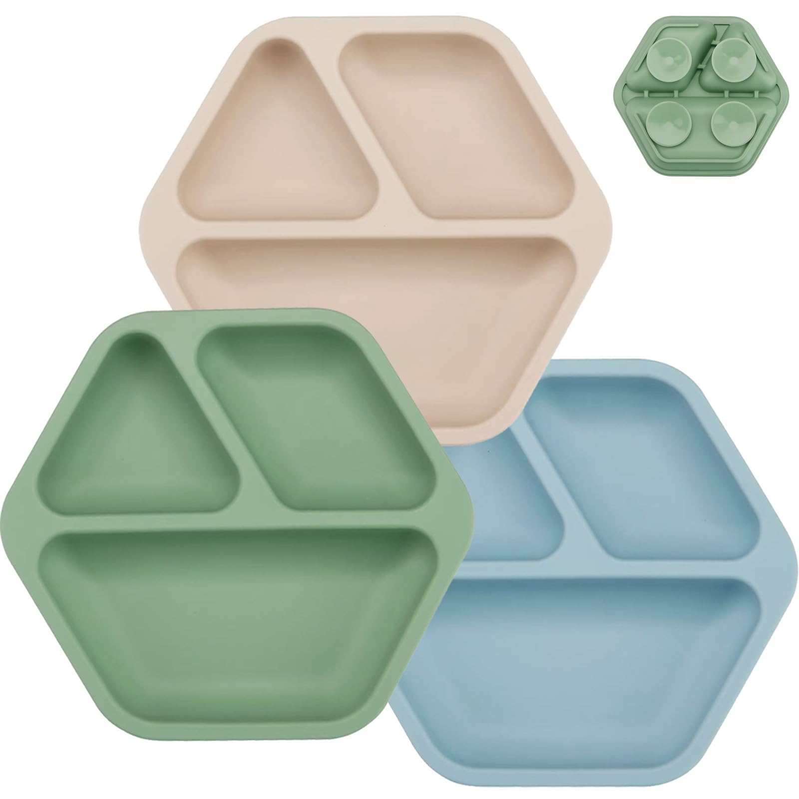 PandaEar 3-pack toddler plates stackable to save space in small kitchens.