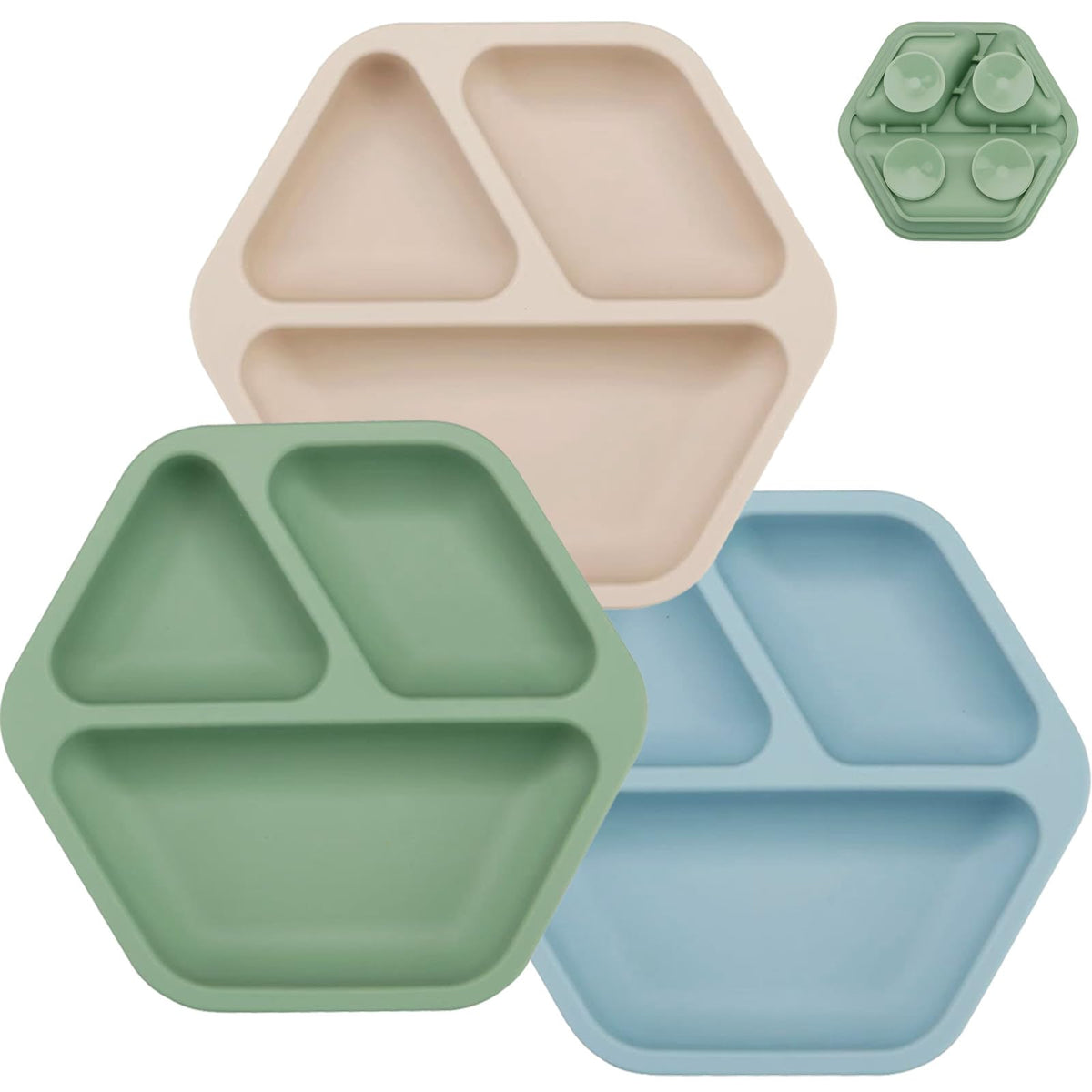 PandaEar 3-pack toddler plates stackable to save space in small kitchens.