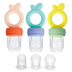 PandaEar 3-pack silicone baby feeder front view shows compact design for easy feeding.