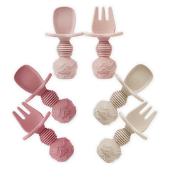 PandaEar pink 6-pack spoons and forks for safe independent feeding