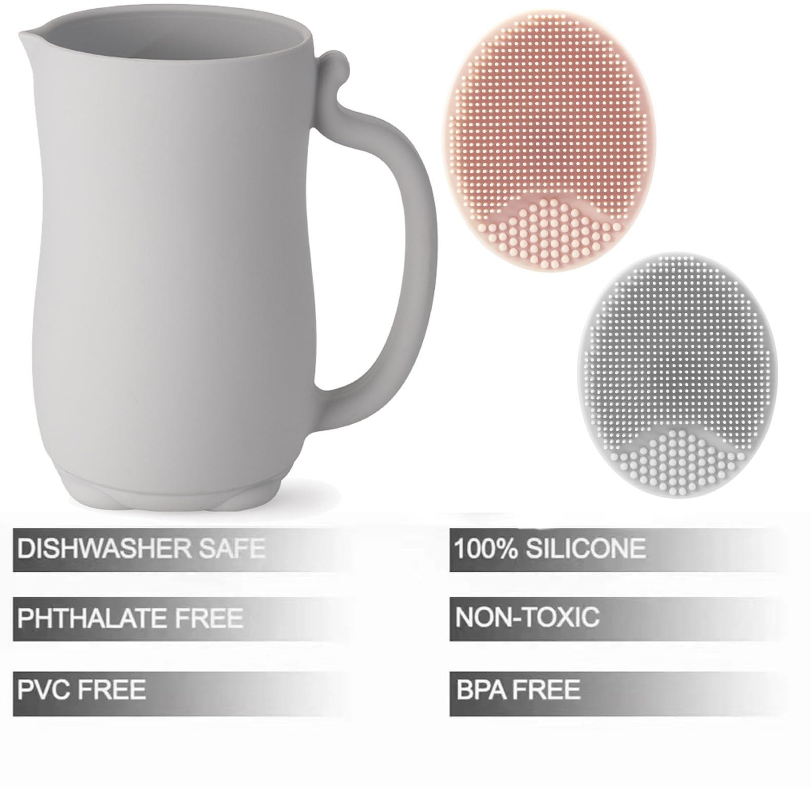 PandaEar rinse cup grey handle grip highlights ergonomic design for easy bath time.