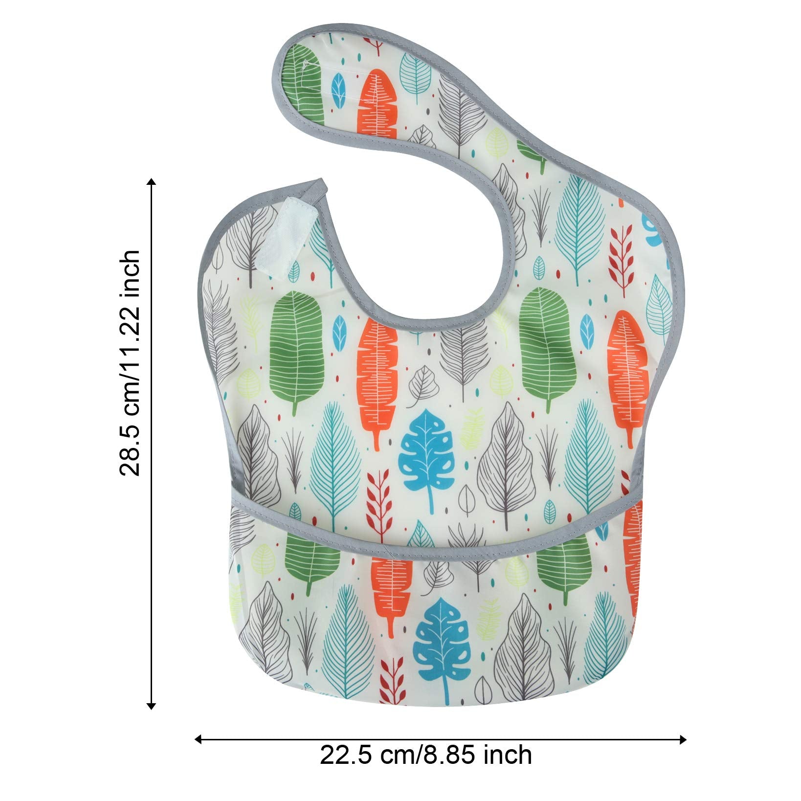 PandaEar bib pocket backwards design highlights wider opening for spills.