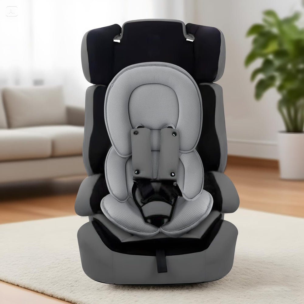 PandaEar baby body support in grey helps align posture on stroller rides