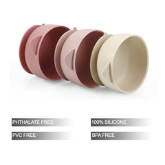 PandaEar three-pack arrangement showcases compact storage and family mealtime versatility.