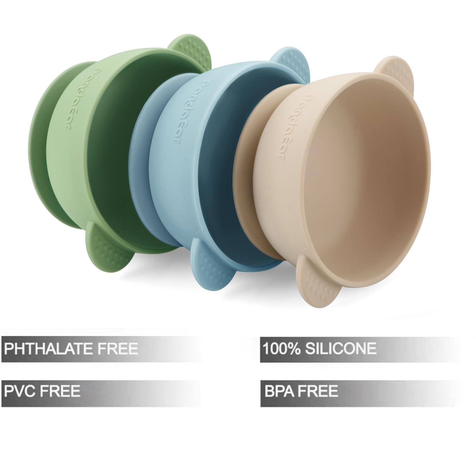 PandaEar bowls feature spill-proof rims to reduce spills