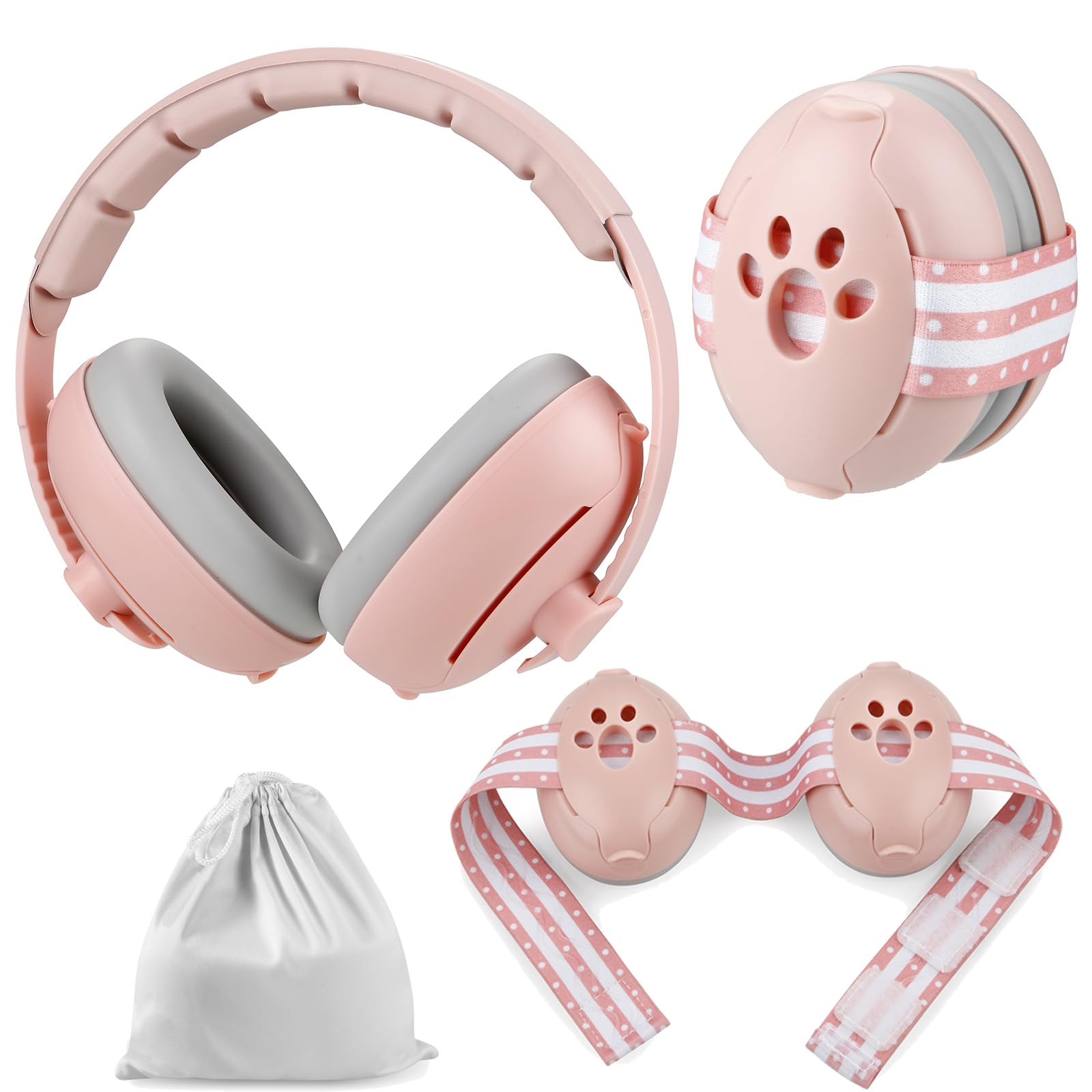 PandaEar baby ear muffs front view for portable noise shielding on flights and outings.
