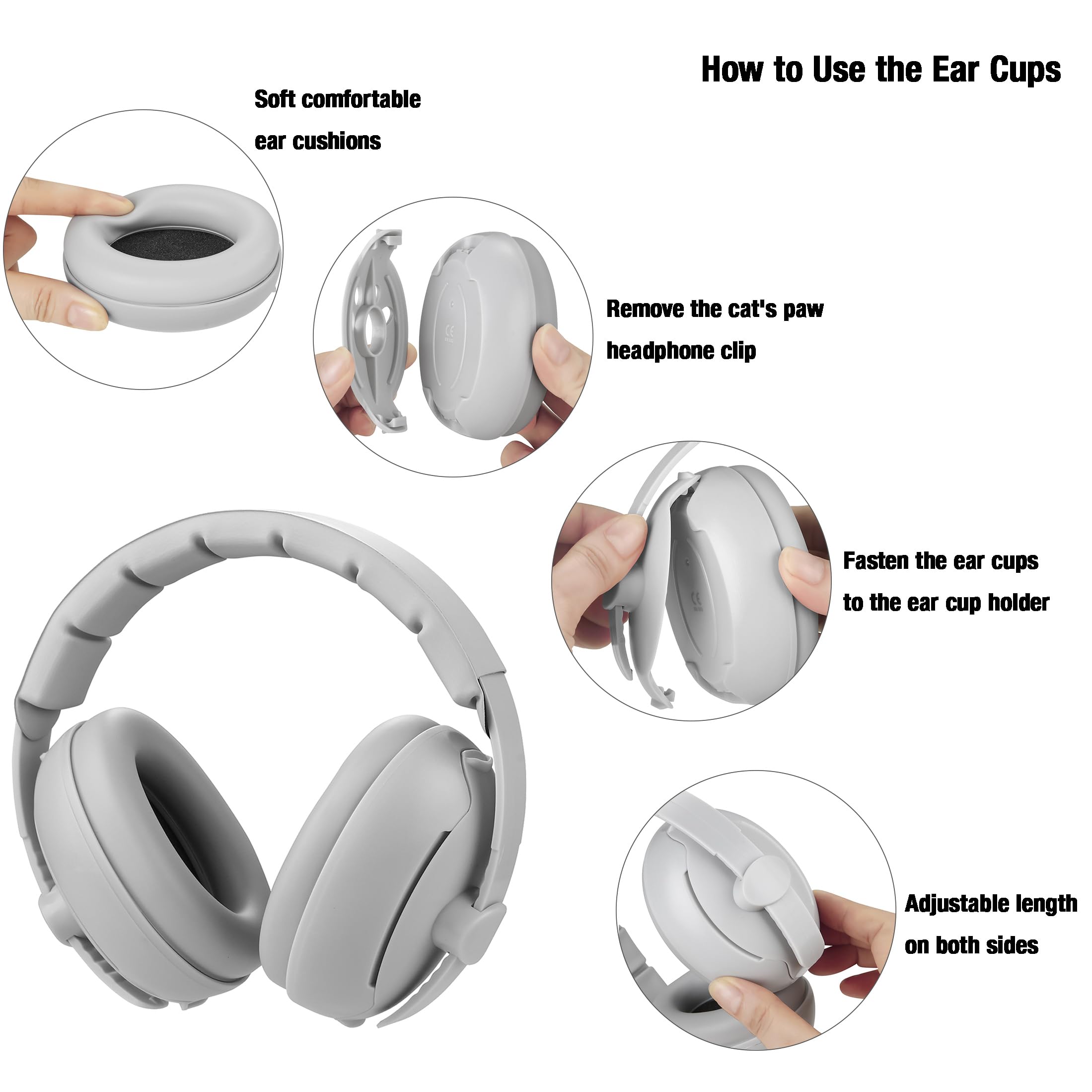 PandaEar Baby Ear Muffs soft foam padding for gentle cushioning