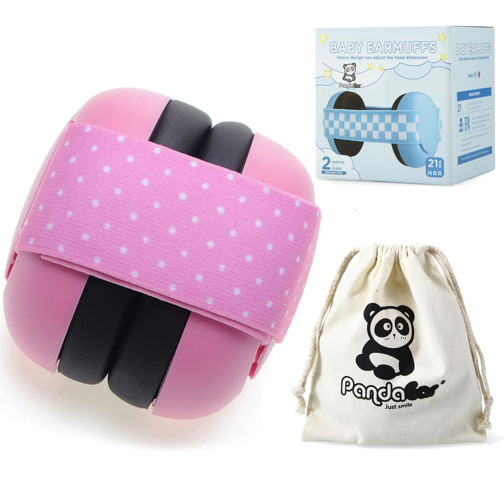 PandaEar baby ear protection on a sleeping infant, gentle nap-time noise reduction.