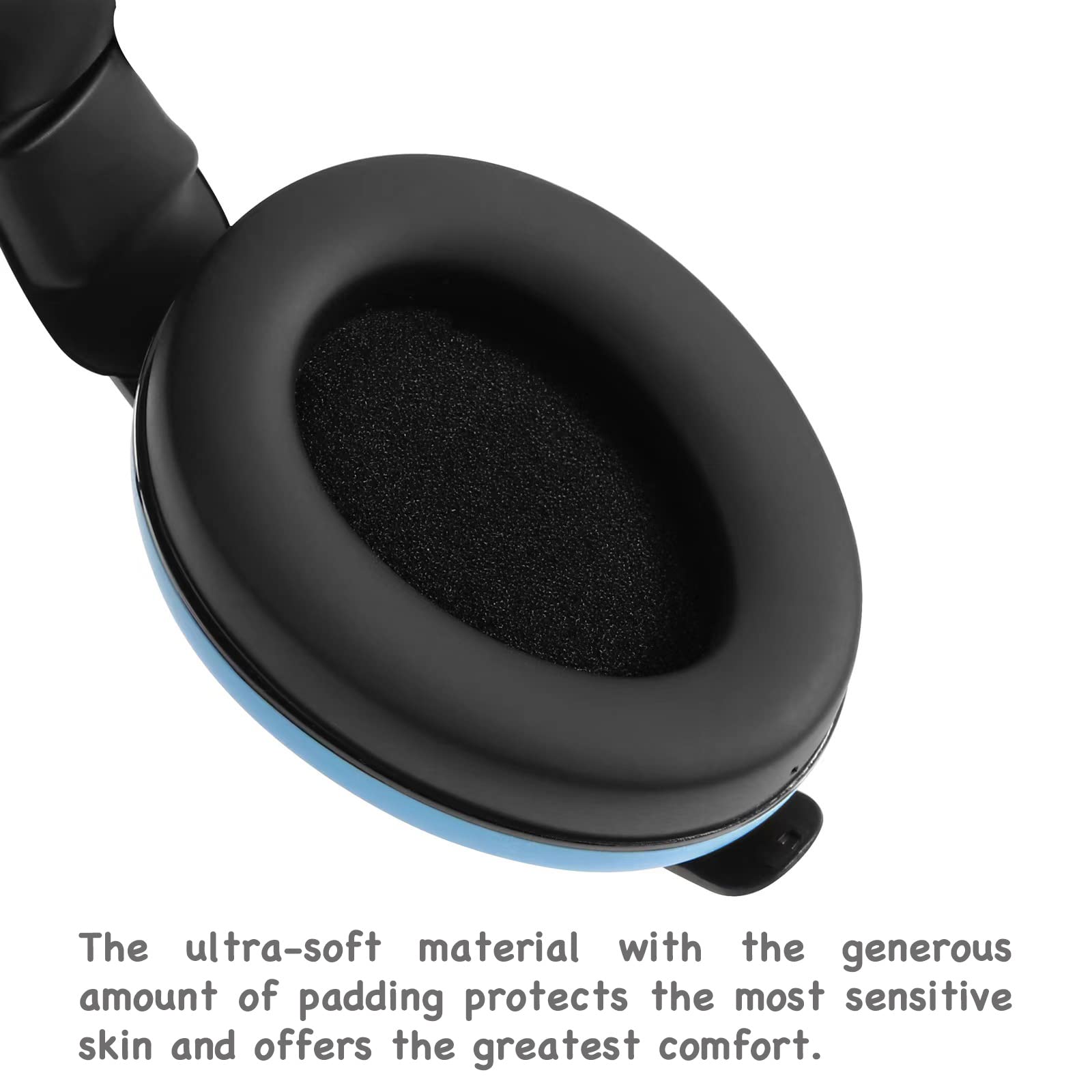 PandaEar blue earmuffs in use at a crowded event for noise reduction